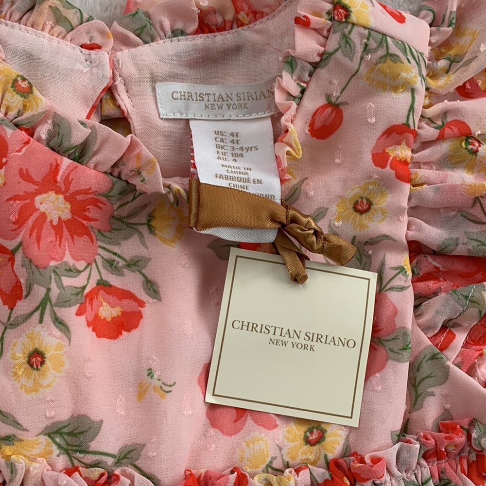 NWT Christian Siriano 4T Floral Pink Ruffle Dress - Picture 7 of 12